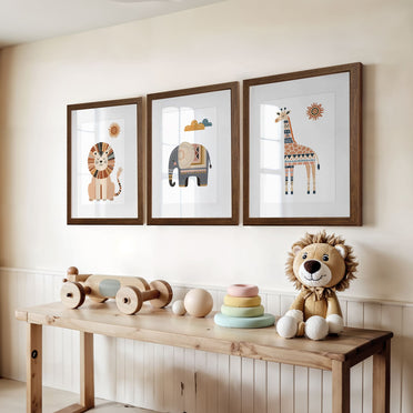 Boho Safari Set | Nursery Wall Art Set of 3