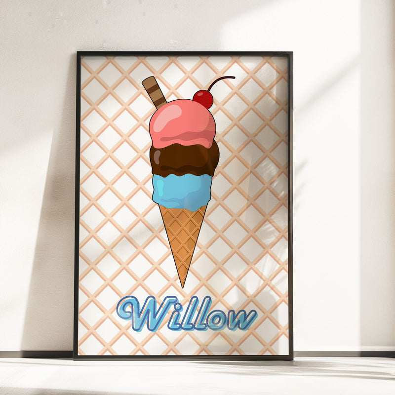Retro Ice Cream Nursery Wall Art | Set of 3 Personalised Prints