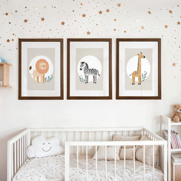 Minimalist Tan Safari Set of 3 | Children's Wall Art