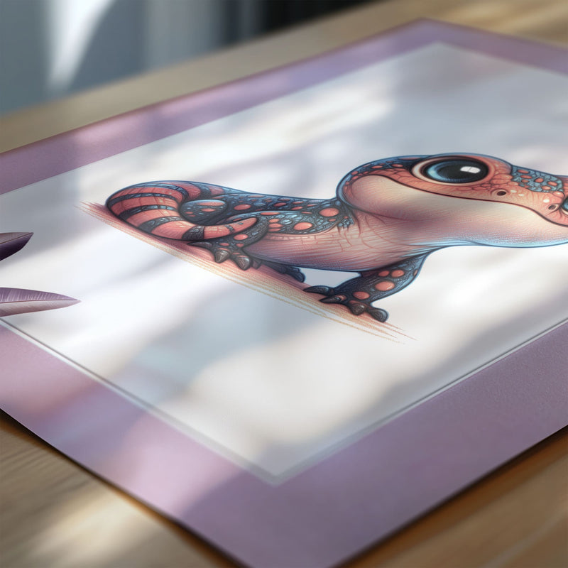 Pink Reptile Print Set of 3 | Personalised Nursery Wall Art