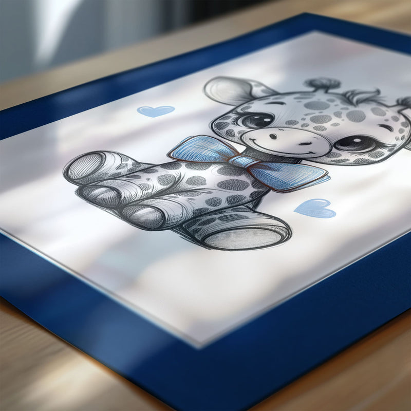 Monochrome Prints with Blue | Personalised Children's Wall Art Set of 3