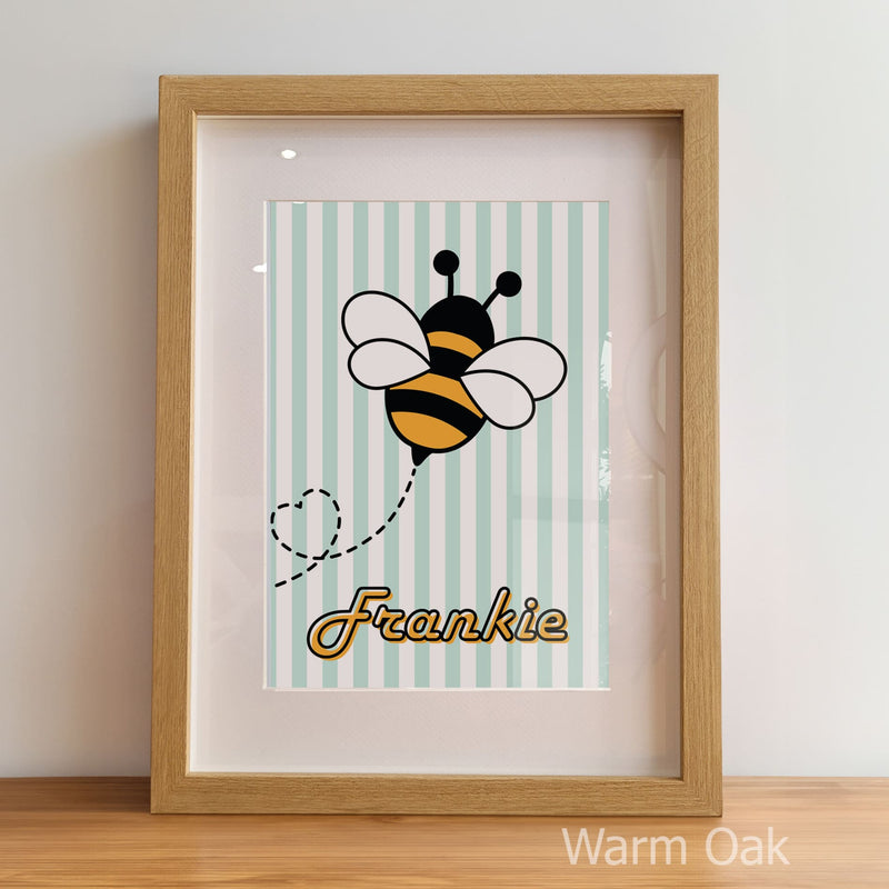 Retro Bumble Bee Nursery Wall Art | Set of 3 Personalised Name Prints