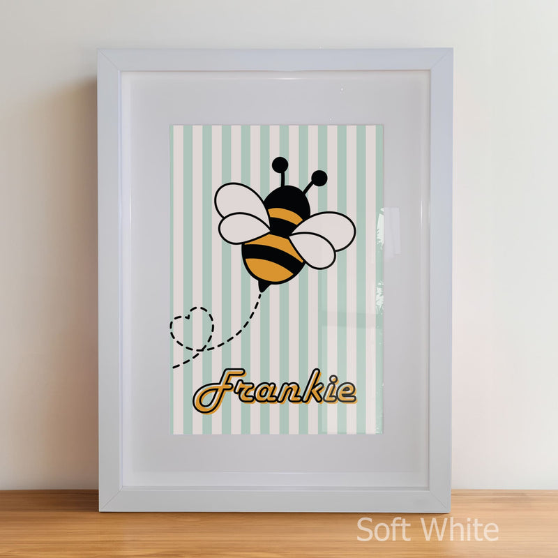 Retro Bumble Bee Nursery Wall Art | Set of 3 Personalised Name Prints
