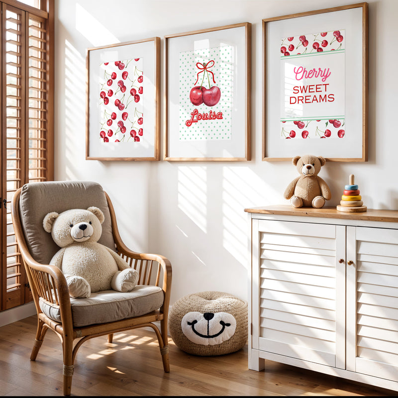 Cherry Sweet Dreams Retro Cherry Bedroom Décor | Set of 3