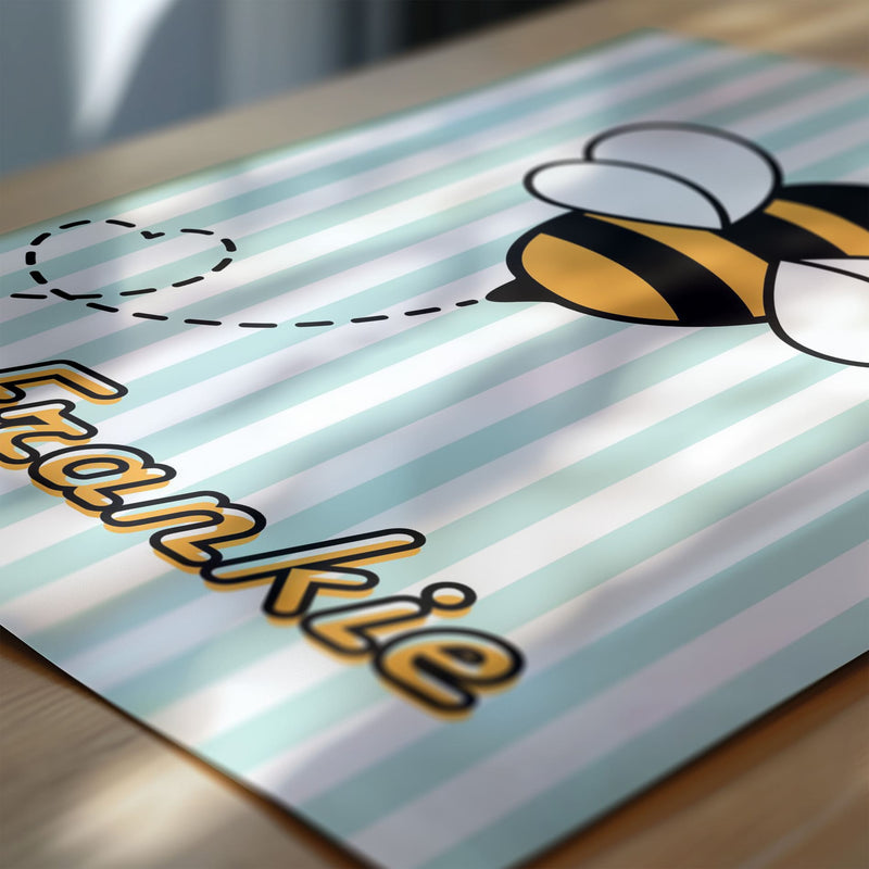 Retro Bumble Bee Nursery Wall Art | Set of 3 Personalised Name Prints