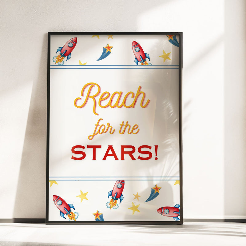 Retro Rocket Ship Nursery Wall Art | Set of 3 Personalised Space Prints