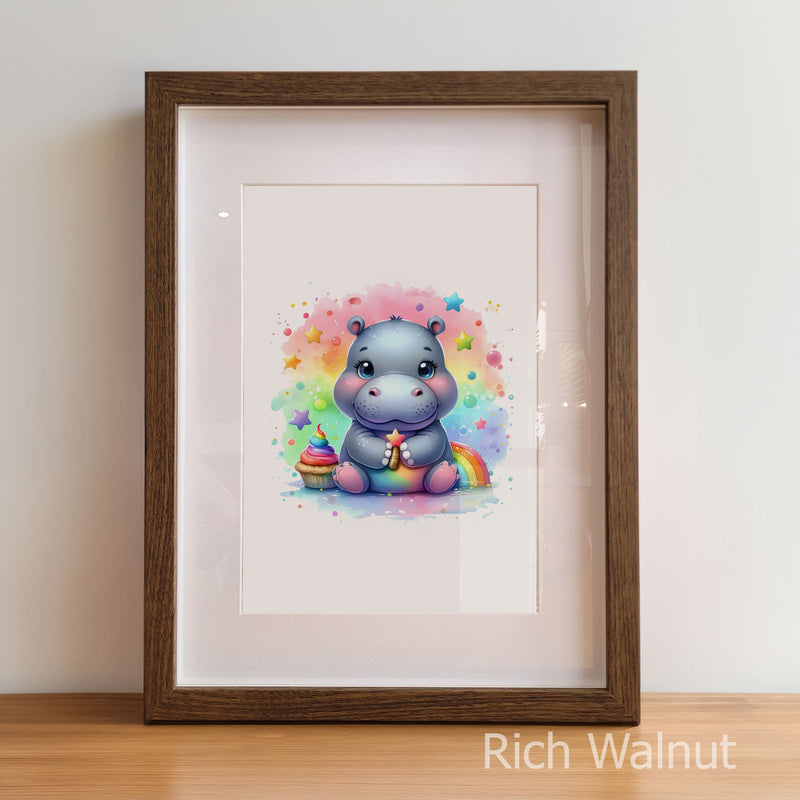 Whimsical Hippo & Elephant Duo | Nursery Wall Art