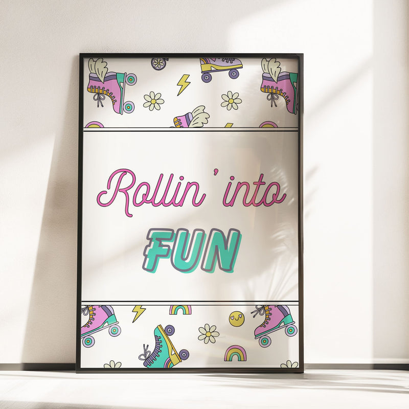 Retro Roller Skate Nursery Wall Art | Set of 3 Personalised Children’s Bedroom Prints