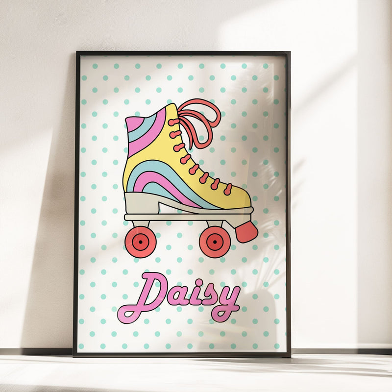 Retro Roller Skate Nursery Wall Art | Set of 3 Personalised Children’s Bedroom Prints