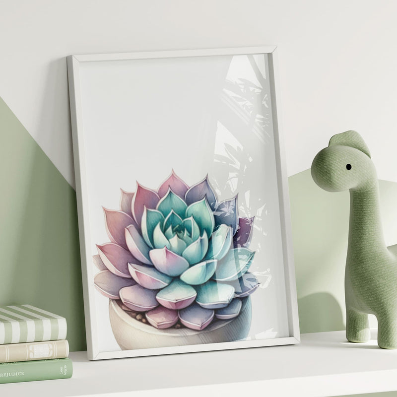 A set of three pastel botanical prints featuring a cactus, succulent, and aloe vera, offering a soft, desert-inspired aesthetic.