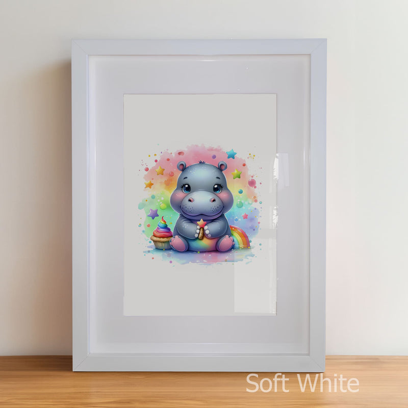 Personalised Childrens Nursery Art in a soft white matte frame witha acrylic pane