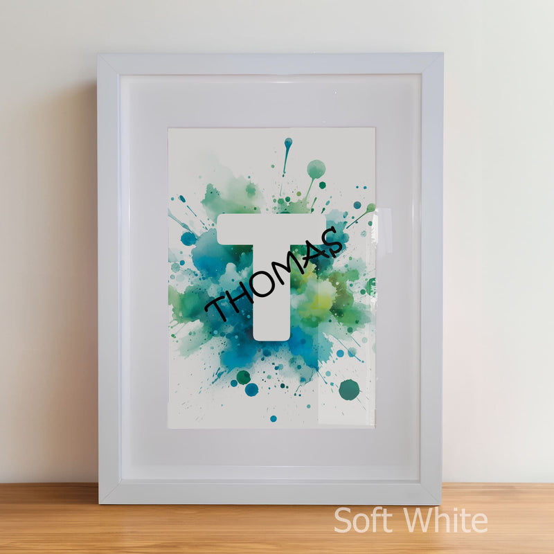 Personalised Childrens Nursery Art in a soft white matte frame witha acrylic pane