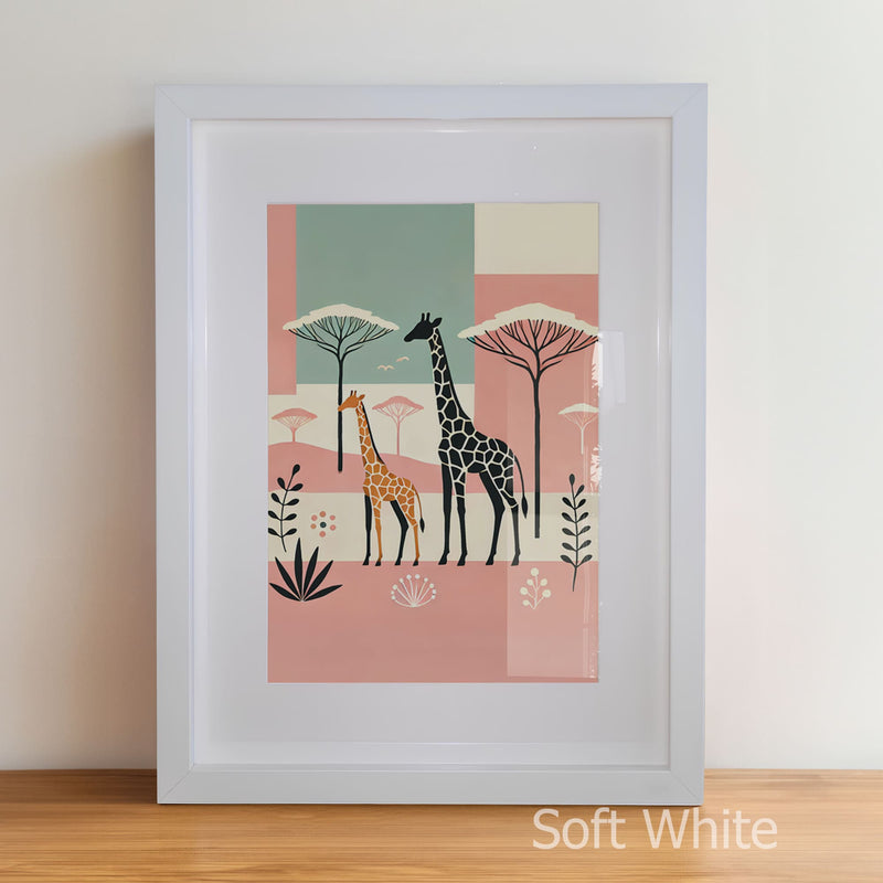 Personalised Childrens Nursery Art in a soft white matte frame witha acrylic pane