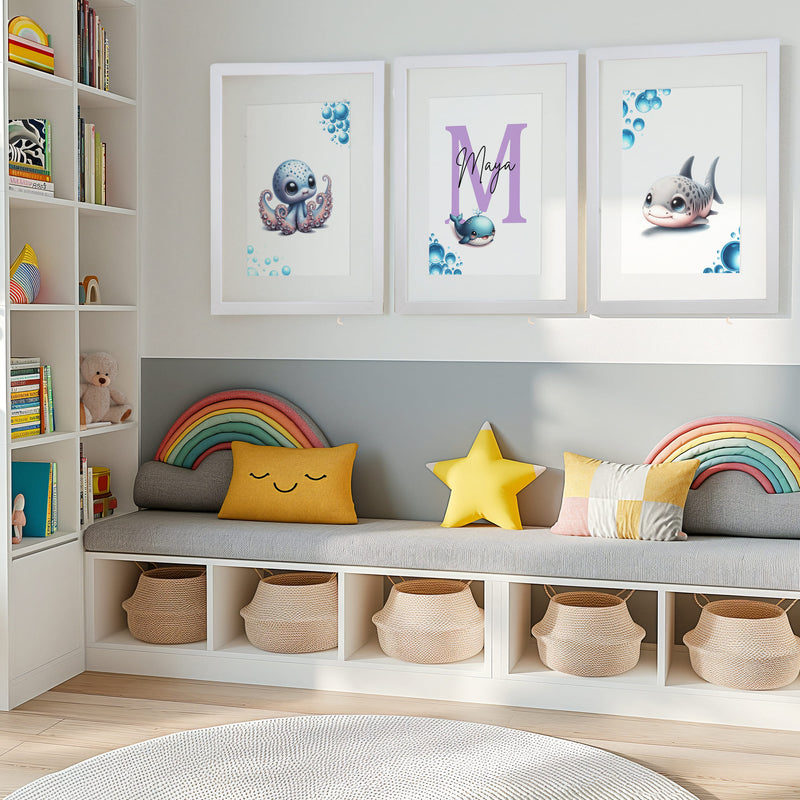 Underwater Adventure Art Set | Personalised Nursery Art Set of 3