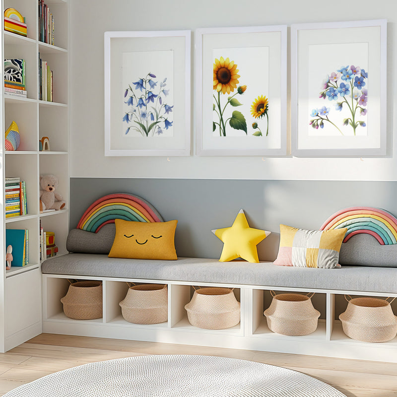 Vibrant Wildflower Trio | Bright Nursery Prints Set of 3