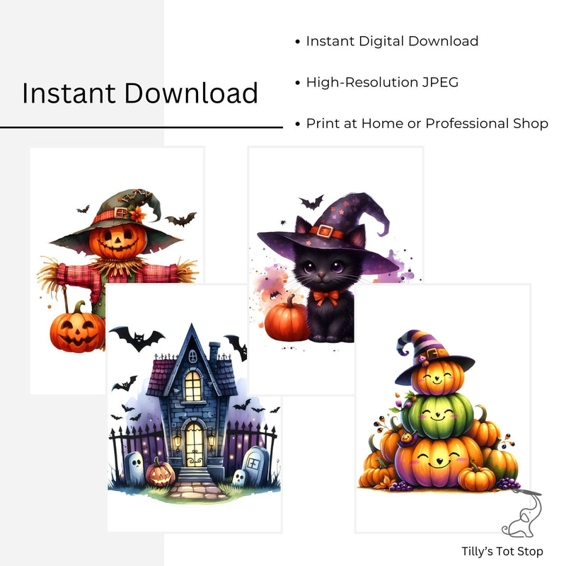 Printable Halloween Children's Decor - Set of 4 Prints