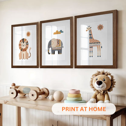 Printable Boho Safari Nursery Wall Art - Instant Download