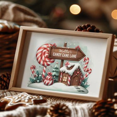 Candyland cottage, candycane forest and large sign personalised with your childs name