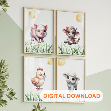 Printable Farm Animal Nursery Wall Art - Instant Download