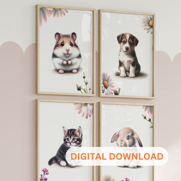 Printable Pets Nursery Wall Art - Instant Download