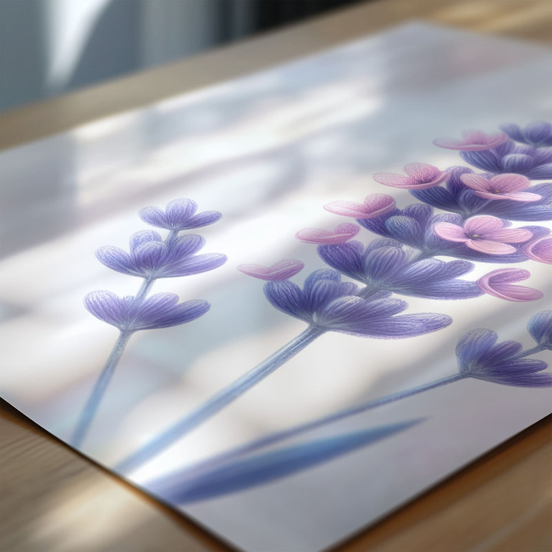 Three botanical prints with a daisy, poppy, and lavender, illustrated in a soft coloured-pencil style, creating a vintage-inspired floral art set.