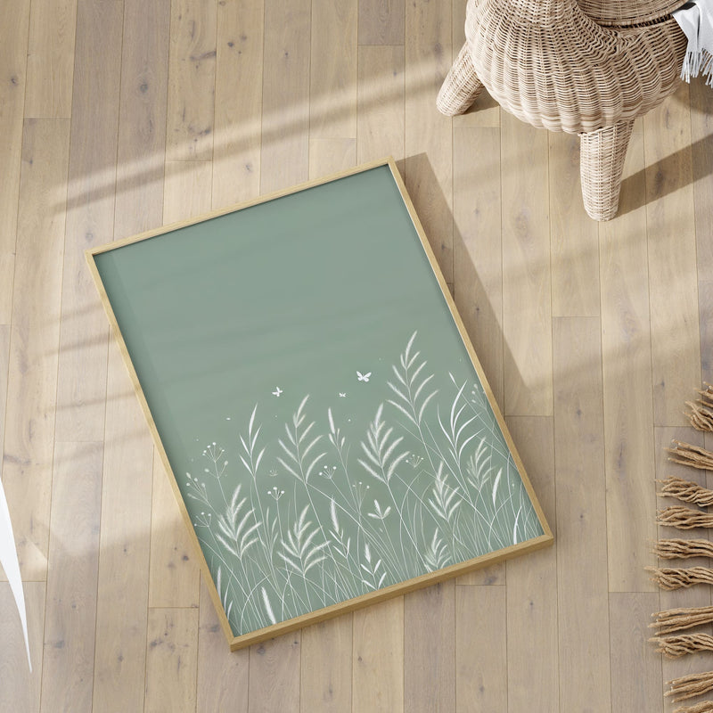 Three botanical prints featuring white fern and leaf patterns on various green shades, bringing a fresh and natural feel to any space.