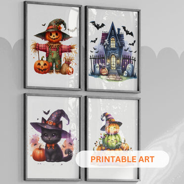 Printable Halloween Children's Decor - Set of 4 Prints