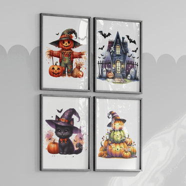 Halloween Childrens Prints Set ot 4