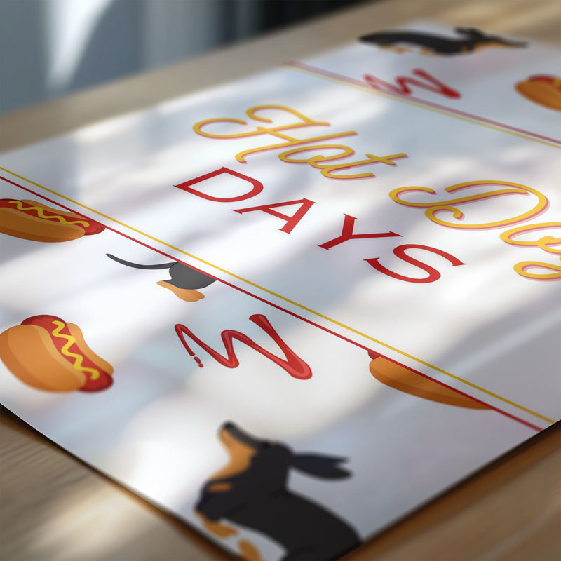Retro Dachshund Nursery Wall Art | Set of 3 Personalised “Hot Dog Days” Prints