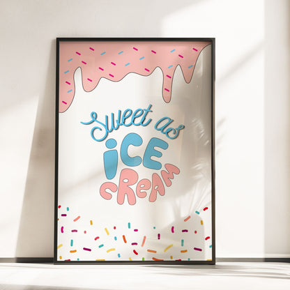 Retro Ice Cream Nursery Wall Art | Set of 3 Personalised Prints