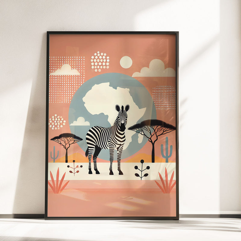 This vibrant set of 3 blends earthy safari tones with playful abstract elements—dotted textures, organic plant shapes, and pops of colour. A contemporary twist on boho safari décor, these prints bring a fresh, artistic energy