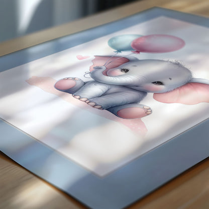 Baby Elephant Prints Set of 3 | Personalised Nursery Prints