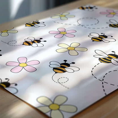 Retro Pink Bumble Bee Nursery Wall Art | Set of 3 Personalised Prints