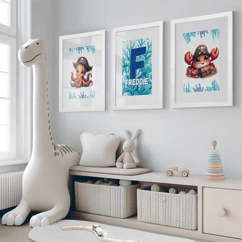 Pirate Adventure Set | Personalised Nursery Prints Set of 3