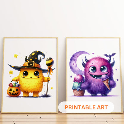 Printable Halloween Children's Decor - Playful Monsters