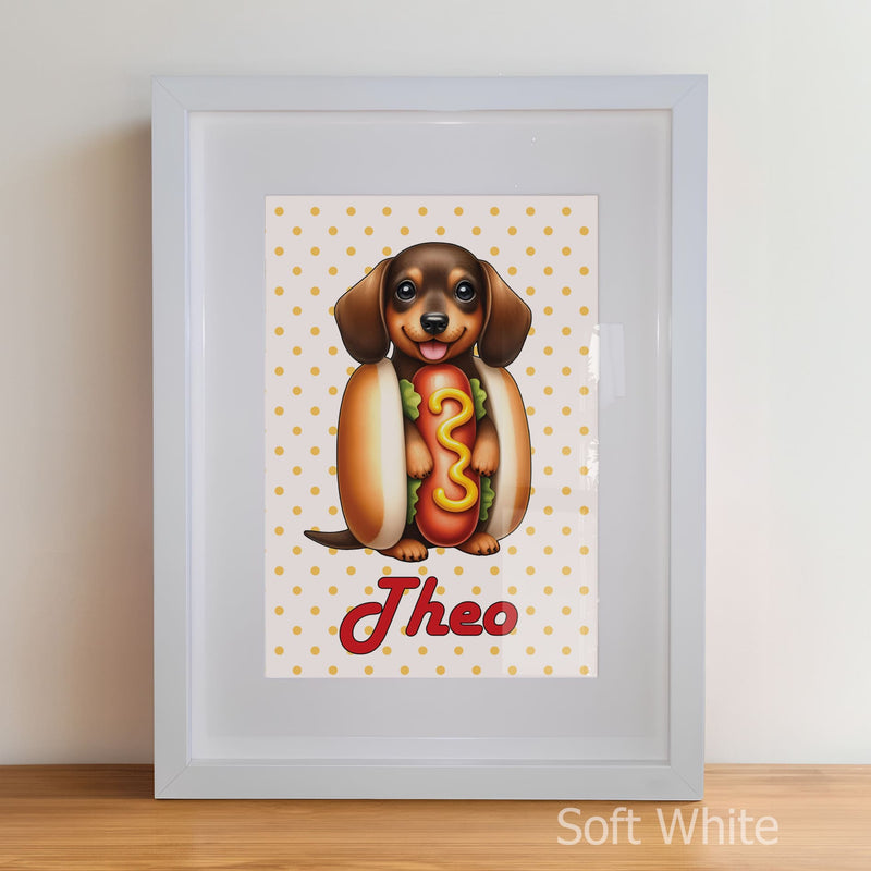 Retro Dachshund Nursery Wall Art | Set of 3 Personalised “Hot Dog Days” Prints
