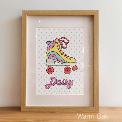 Retro Roller Skate Nursery Wall Art | Set of 3 Personalised Children’s Bedroom Prints