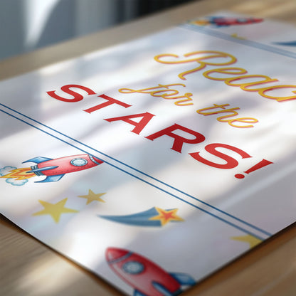 Retro Rocket Ship Nursery Wall Art | Set of 3 Personalised Space Prints