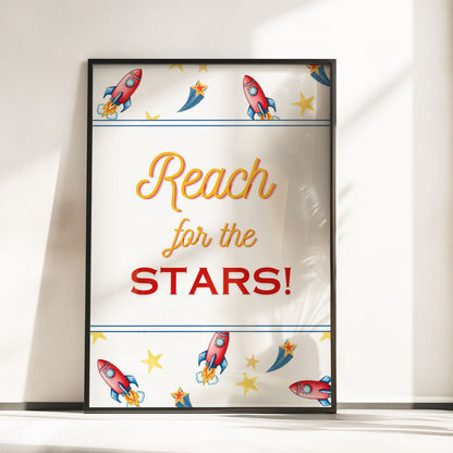 Retro Rocket Ship Nursery Wall Art | Set of 3 Personalised Space Prints