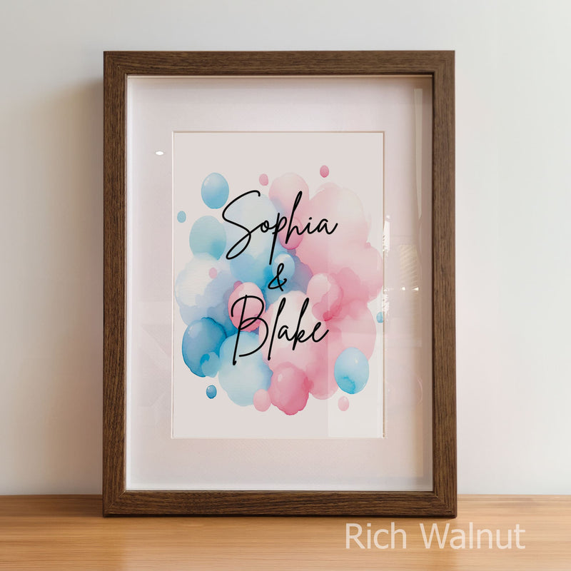 Giraffe Twins Art Set  | Personalised Nursery Prints