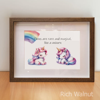 Unicorn Twins Art Set | Personalised Nursery Prints