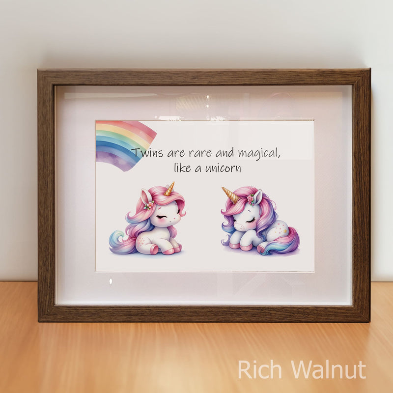Unicorn Twins Art Set | Personalised Nursery Prints