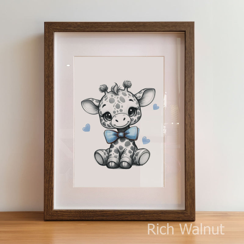 Monochrome Prints with Blue | Personalised Children's Wall Art Set of 3
