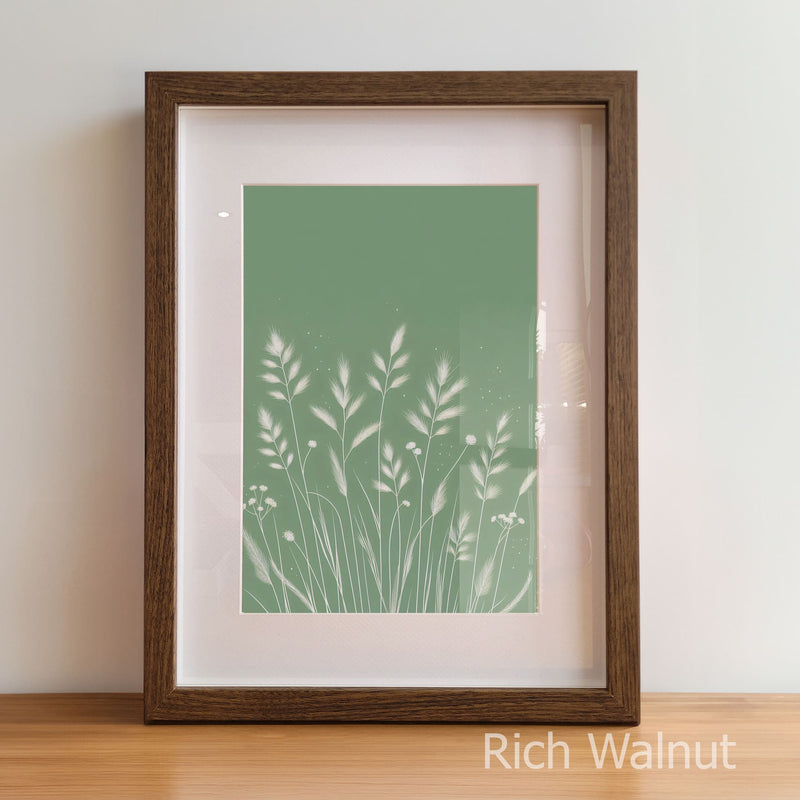 Sage Green Grass Trio | Minimalist Botanical Nursery Art