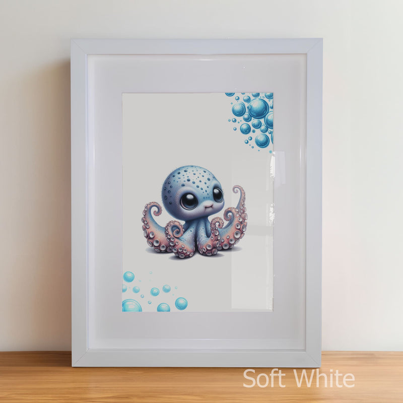 Personalised Childrens Nursery Art in a soft white matte frame witha acrylic pane