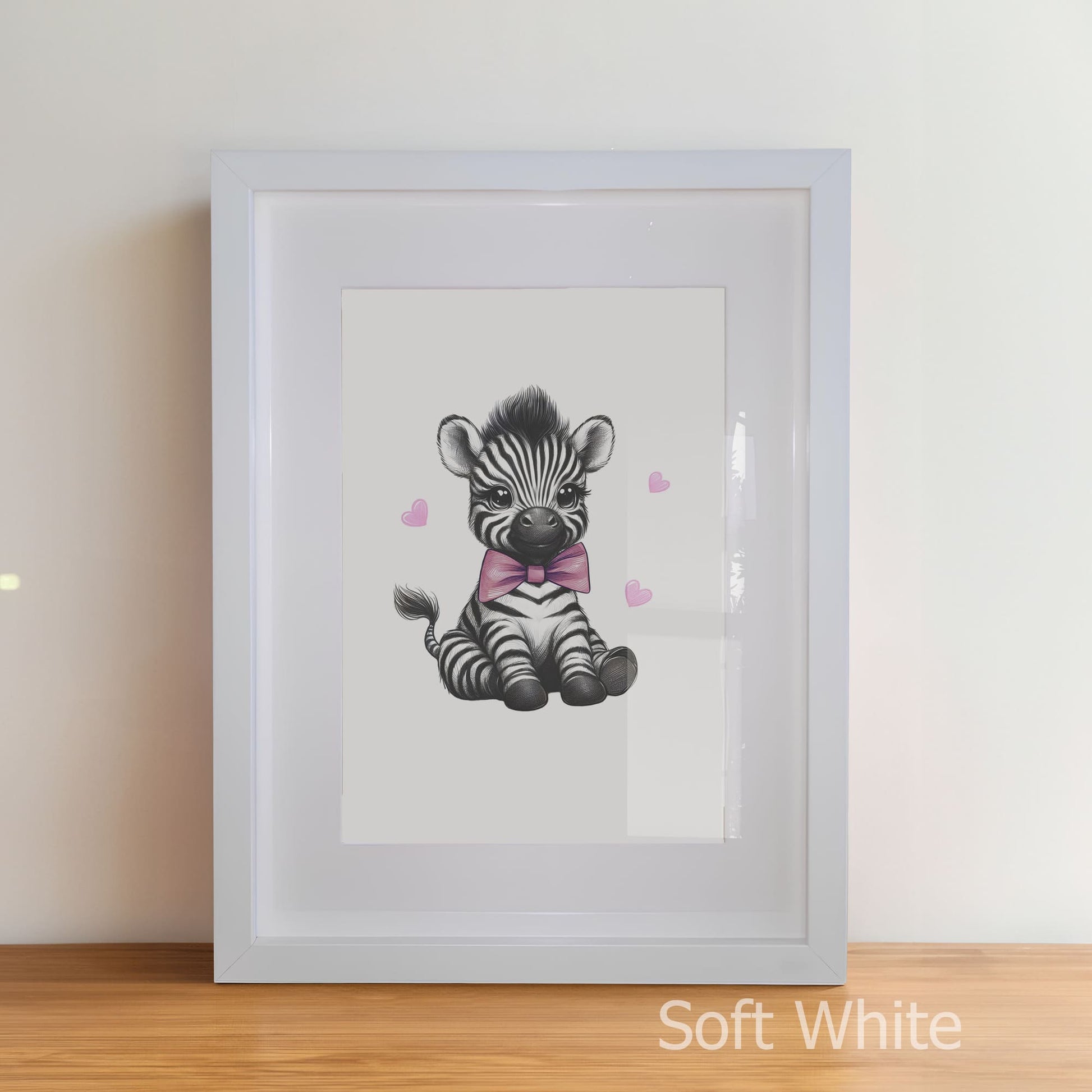 Personalised Childrens Nursery Art in a soft white matte frame witha acrylic pane