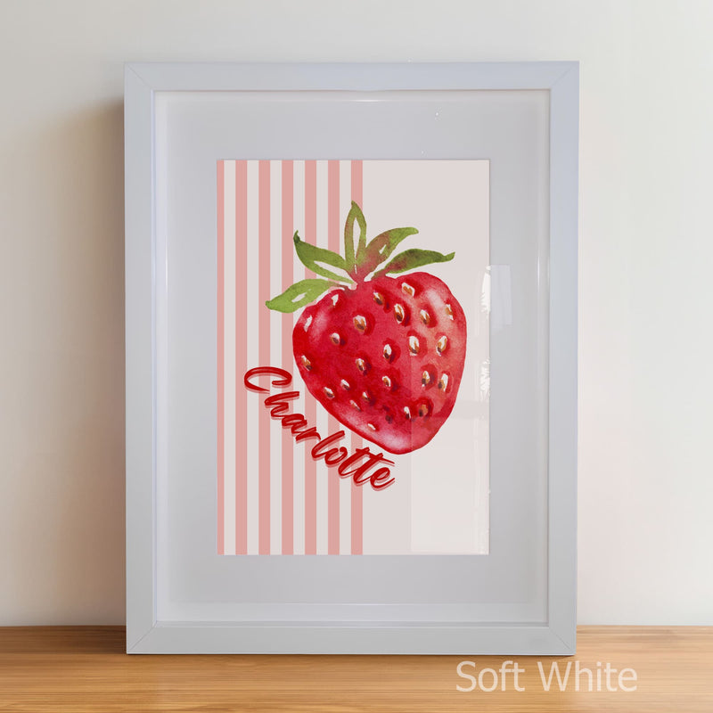 Personalised Childrens Nursery Art in a soft white matte frame witha acrylic pane