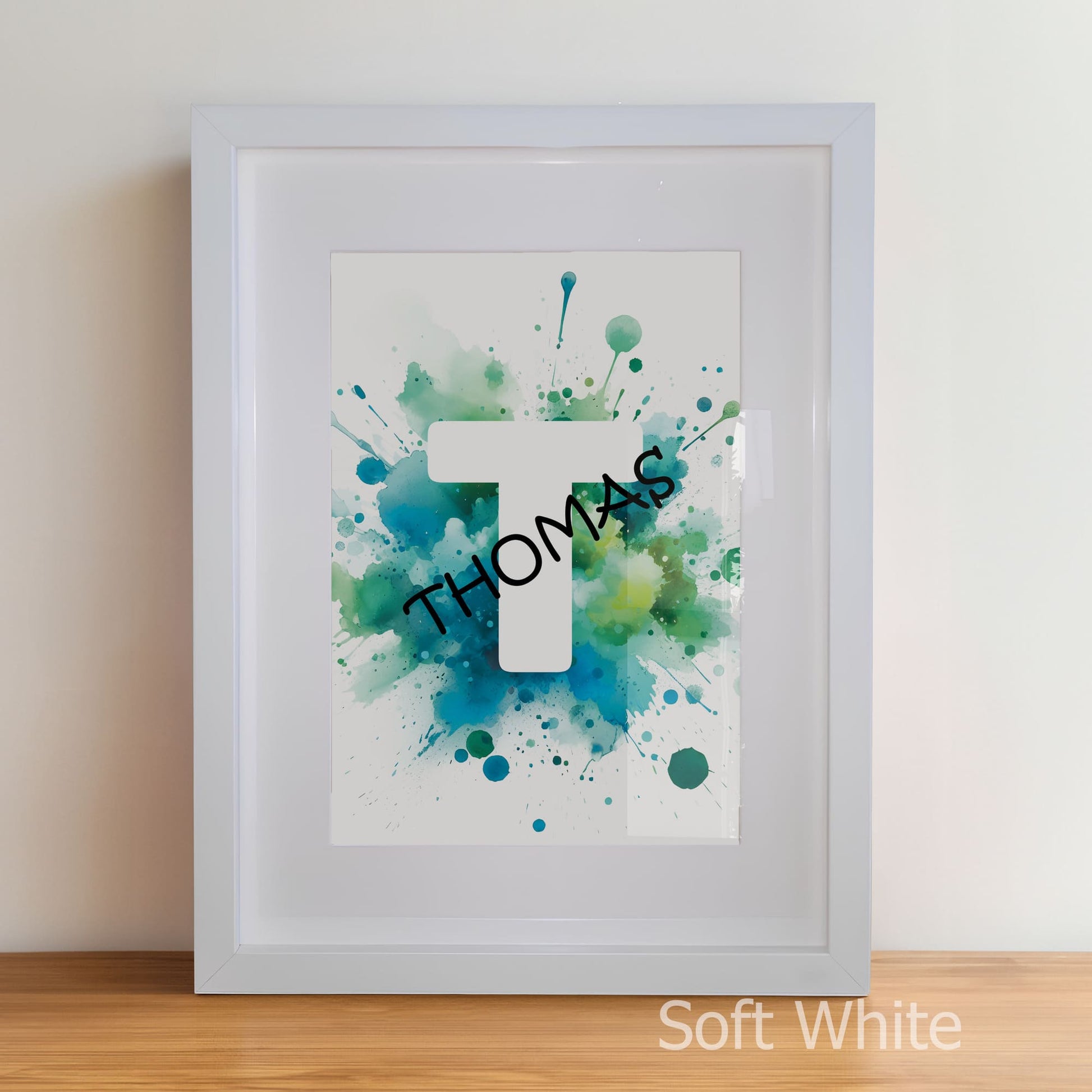 Personalised Childrens Nursery Art in a soft white matte frame witha acrylic pane