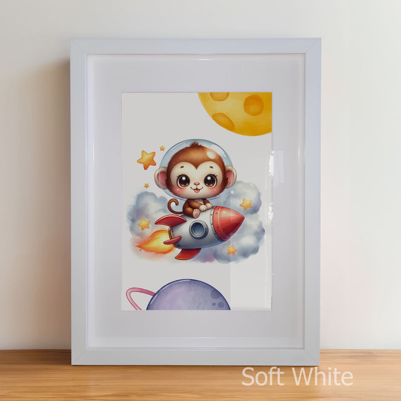 Personalised Childrens Nursery Art in a soft white matte frame witha acrylic pane