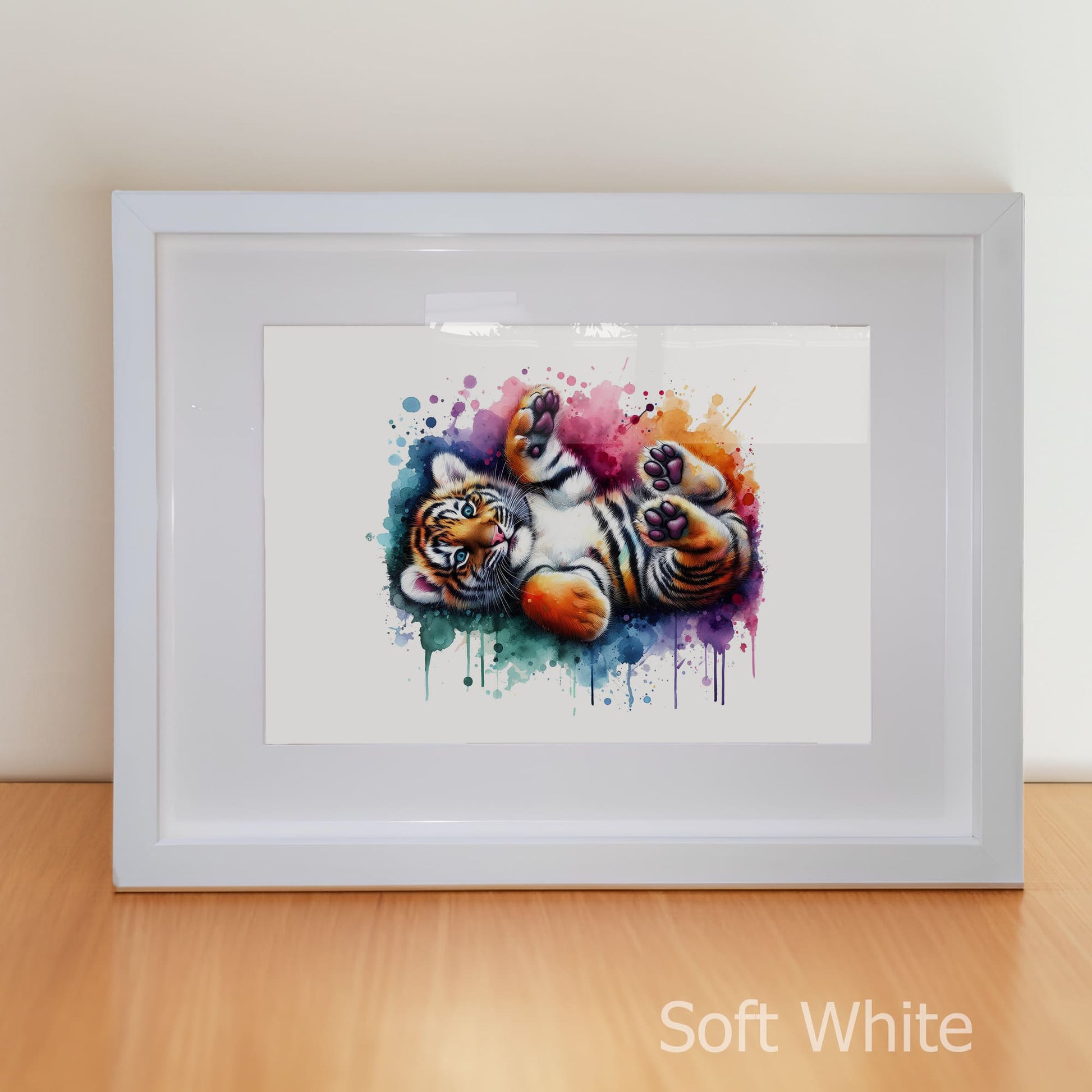 Personalised Childrens Nursery Art in a soft white matte frame witha acrylic pane